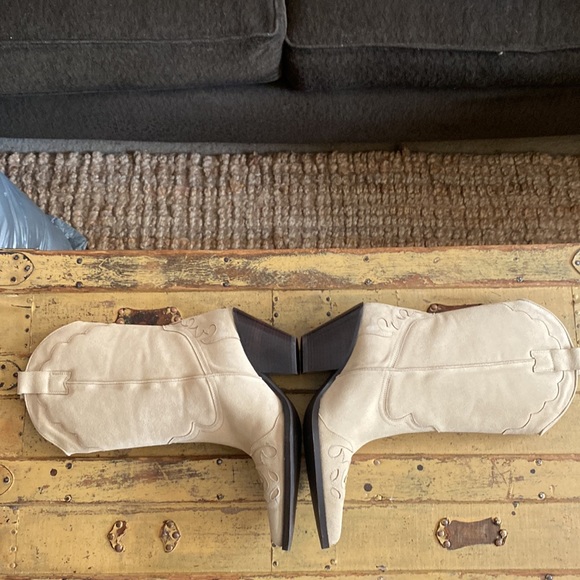 TORAL TALL COWBOY BOOTS SUEDE LEATHER HIGH TALL BOOTS WESTERN NEUTRAL BEIGE 38 - Picture 14 of 17